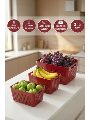 Selka Home Selka Lavin 3'lü Dolap İçi Düzenleyici Bordo ( 2-4-7 Lt. )