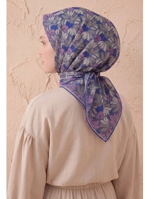 Silk Home Soft Eşarp Floral Line Mor 90X90