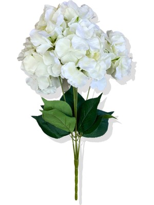 Yapay Beyaz Ortanca Demeti 35 cm 5 Dal