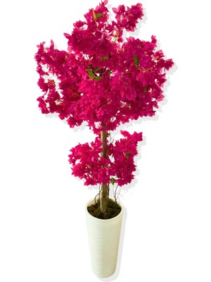Cihan Çiçekçilik YAPAY AĞAÇ FUŞYA BEGONVİL 190 CM 56X30X20 BEYAZ KUMSAL SAKSI