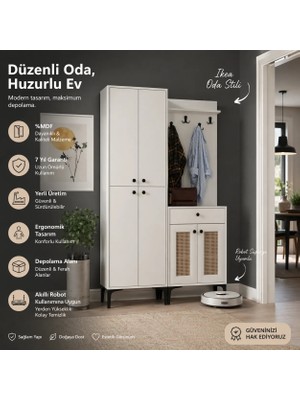 Venatto Paris White Hasırlı Portmanto