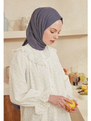 Fresh Scarfs Mavi / Gri İnce Pamuk Vual Şal