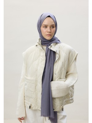 Fresh Scarfs İnce Pamuk Vual Şal Mavi / Gri