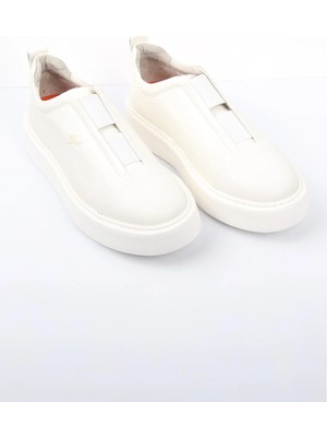 İGS Krem Slip-On Erkek Ayakkabı Bağcıksız Kalın Taban Günlük Model