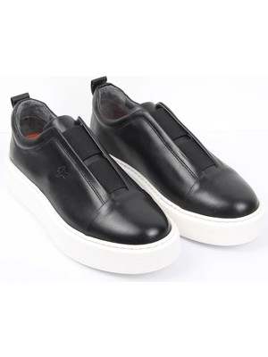 İGS Siyah Slip-On Erkek Ayakkabı Bağcıksız Kalın Taban Günlük Model