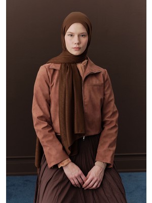 Fresh Scarfs Premium Yünlü Düz Şal Ağaç Kabuğu