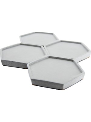Bubigo Beton Altıgen Bardak Altlığı, Dekoratif 4'lü set