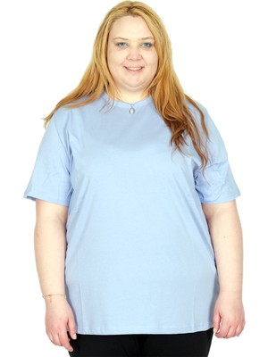 ModeXL Mode Xl Gerçek Büyük Beden Kadın T-Shırt %100 Pamuk Penye 20031 Lıla