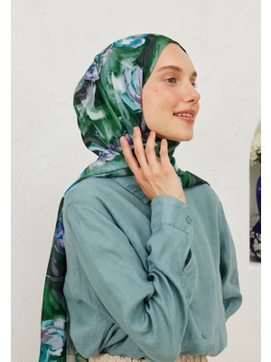 Fresh Scarfs Lavinia Desen Rami Şal Koyu Yeşil