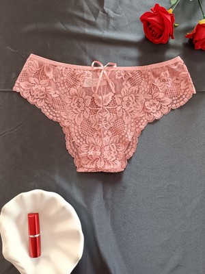 Zena Underwear Dina Gül Dantel Desenli Önü Fiyonklu Kadın Iç Çamaşırı Külot