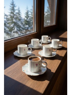 Acar Millie 6 Kişilik Porselen Kahve Fincanı Takımı - 90 ml