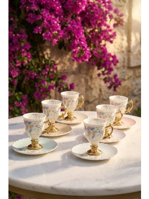 Acar Theo 6 Kişilik Porselen Kahve Fincan Takımı - 90 ml