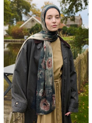 Fresh Scarfs Marielle Desenli Pamuk Viskon Şal Koyu Yeşil