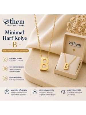 Ethem Gold 14 Ayar Altın ( B ) Harfli Kolye