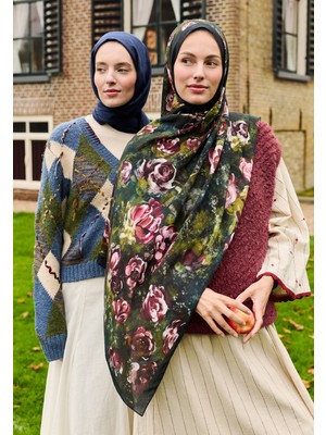 Fresh Scarfs Madeleine Desenli Pamuk Viskon Şal Derin Yeşil