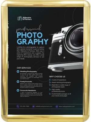 Arte Display A3 Altın Görünümlü Alüminyum Çerçeve 5li Paket