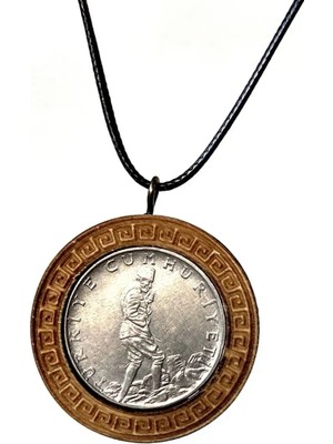 Tamgacrafts Eski 2.5tl Madeni Para Konulabilen Kolye Ucu Koleksiyonluk 30MM Metal Halkalar Için Ahşap Tahta