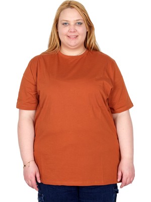 ModeXL Mode Xl Gerçek Büyük Beden Kadın T-Shırt %100 Pamuk Penye 20031 Tarcın