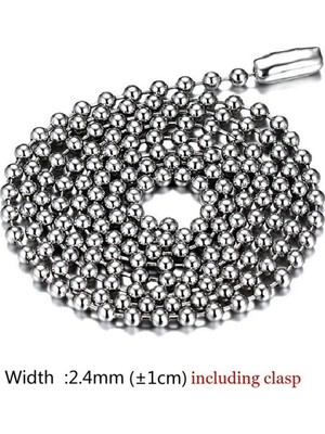 Tamgacrafts 2mm Paslanmaz Çelik Top Boncuk Kolye Zincir 50 cm Kısa Boy Ince Zincir