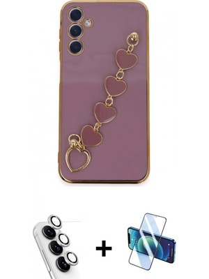 Marsilyan™- Galaxy A24 4g Kılıf Nova Işık Prime - Siyah 3D Antistatik Cam Ekran Koruyucu + Gümüş Valdez Metal Kamera Lens