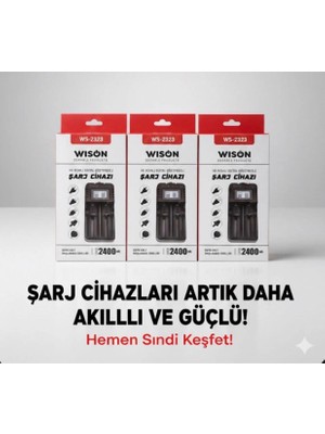WISON Wıson WS-2323 Pil Şarj Aleti 2li Ekranlı 1200MAH 18650-26650-16340-14500-AA-AAA