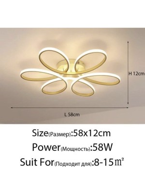 Lzy Avize Store Levent Papatya 3 Renkli Plafonyer Model Gold Kasa Ledli Modern Aydınlatmalı 60 cm Ledli Avize