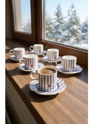 Acar Mabel 6 Kişilik Porselen Kahve Fincanı Takımı - 90 ml