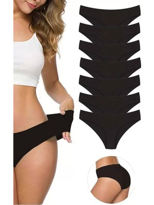 Marsilyan 7 Adet Kadın Dikişsiz Lazer Kesim Esnek Iz Yapmayan Külot Siyah