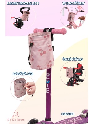 Lucina Flow Çocuk Bisiklet Scooter Gidon Çantası, Ön Bisiklet Sepeti, Su Geçirmez Kumaş, Çoğu Çocuk Bisikleti Veya Scooter'a Uyumlu