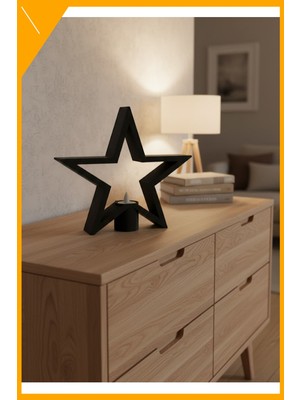 Esplendor Yıldız Formlu Siyah Mumlu Dekoratif Aksesuar Modern Ev Aydınlatma