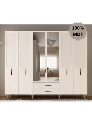 Comiet Açelya 6 Kapak Mdf Ayaklı Tasarım Gardırop