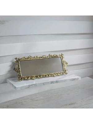 Betonique Stone Pirinç Ayna Dikdörtgen Tepsi 41X18CM.