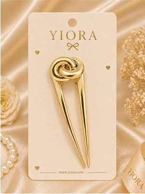 Yiora Gold Düğümlü Topuz Tokası Ithal
