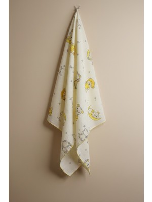 Babymet %100 Pamuk Müslin Bebek Battaniyesi 80x90 cm – Ayıcık Desenli, Yumuşak&Doğal