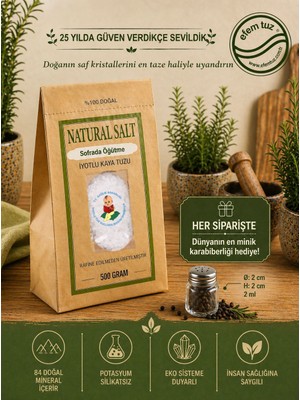 Efem Tuz İyotsuz Kaya Tuzu 4 x 500 gr+1 adet Karabiberlik
