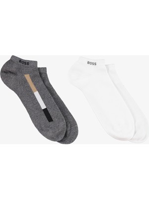 Boss 2pas Iconic Stripe Erkek Gri Çorap