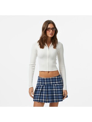 Tommy Hilfiger Tommy Jeans Essential Cardi Kadın Fermuarlı Beyaz Hırka