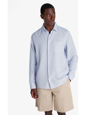 Calvin Klein Cotton Regular Erkek Mavi Gömlek
