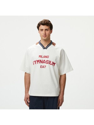Ea7 Erkek Beyaz Bisiklet Yaka T-Shirt