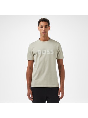 Boss Te Logotexture Erkek Bej T-Shirt