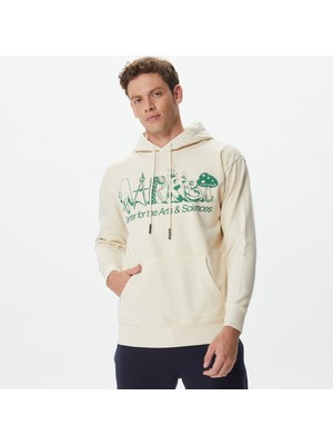 Market Smiley Art erkek Krem Hoodie