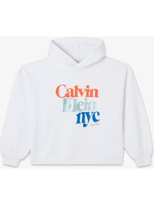 Calvin Klein Pearl Signature Terry Çocuk Beyaz Sweatshirt