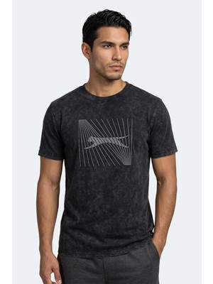 Slazenger Zaır Erkek Baskılı Gri Tişört