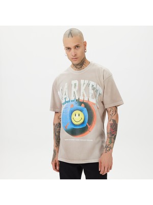 Market Smiley Happiness Within Tie-Dye Erkek Lila T-Shirt