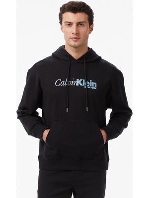 Calvin Klein Terry Cursive Graphic Erkek Siyah Sweatshirt
