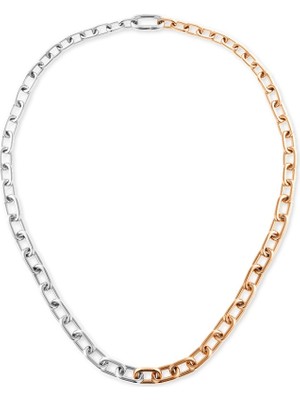 Daniel Wellington Contrast Link Necklace Two Tone Rose Gold