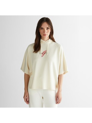 Gant Kadın Krem Bisiklet Yaka Logolu Sweatshirt