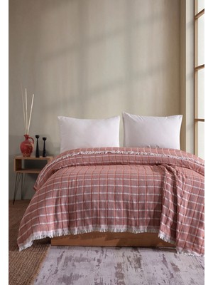 Miracolo Home Kırmızı Müslin 4 Katlı Yatak Örtüsü Pike Tek Kişilik Pamuklu Pike 170X206