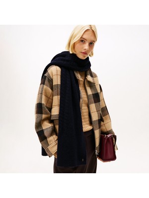 Tommy Hilfiger Elevated Chic Fluffy Kadın Mavi Şal