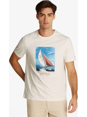 Tommy Hilfiger Erkek Krem T-Shirt
